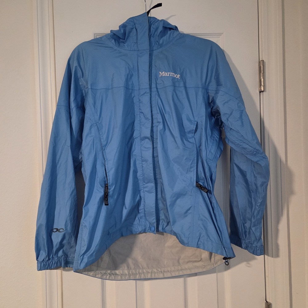 Marmot PreCip Eco Women's Rain Jacket Hooded Waterproof Blue SM Hiking Gorpcore